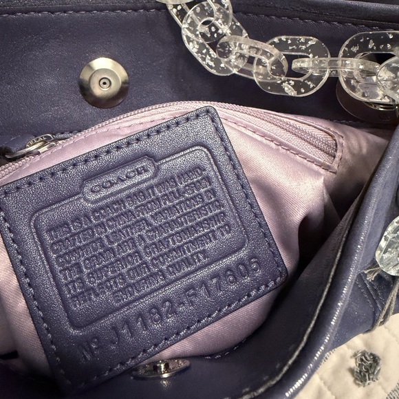 Coach Shimmery Purple Shoulder Bag with Clear Chain Detail - Picture 2 of 6